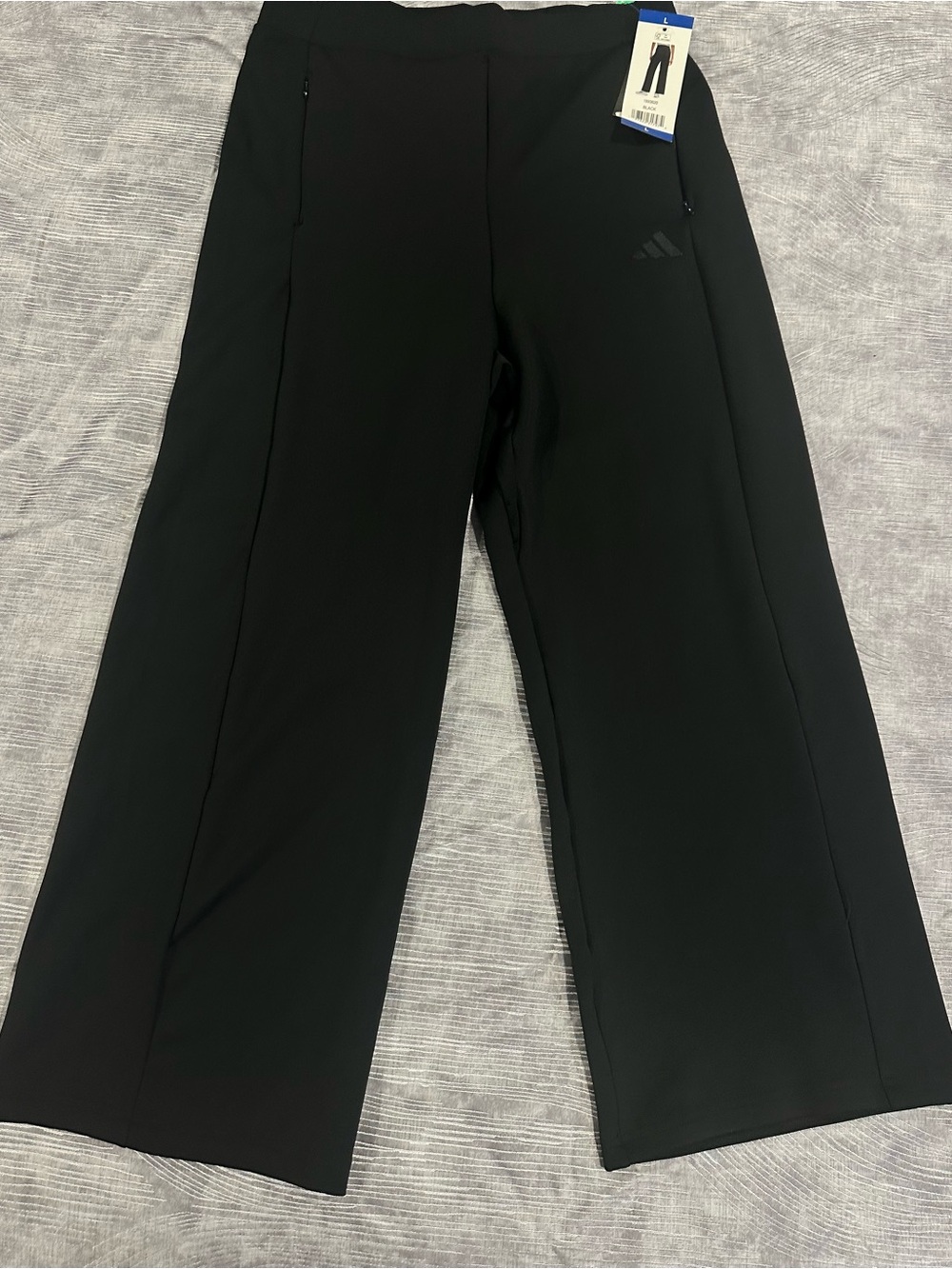 adidas Black Wide-Leg Sweatpants with Zip Pockets